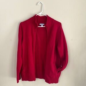 Croft & Barrow 100% Cotton Red Zip Knit Collared Sweater Size Large